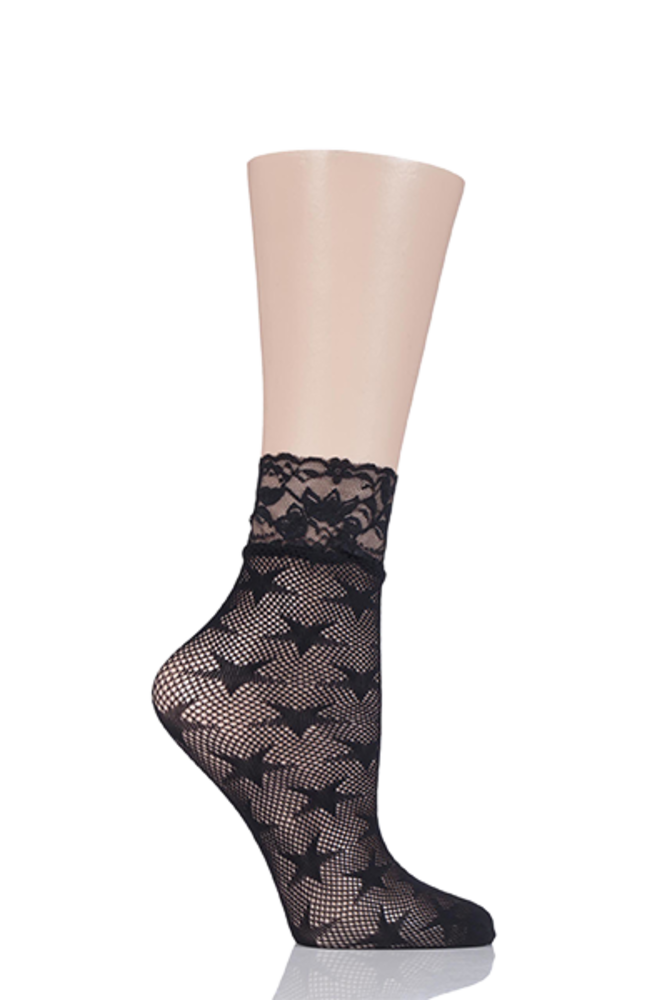 1 Pair Elle Fishnet Socks Lace Top