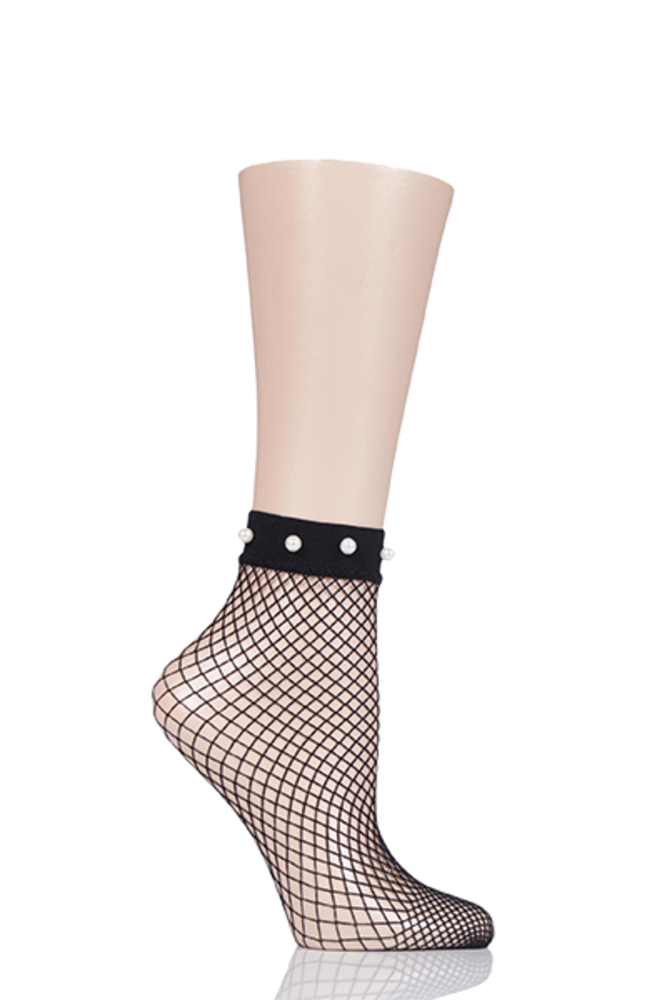 1 Pair Elle Fishnet Anklet Socks Pearls