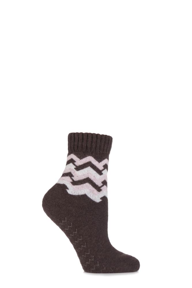 ELLE WOOL BLEND ZIG ZAG SLIPPER SOCKS