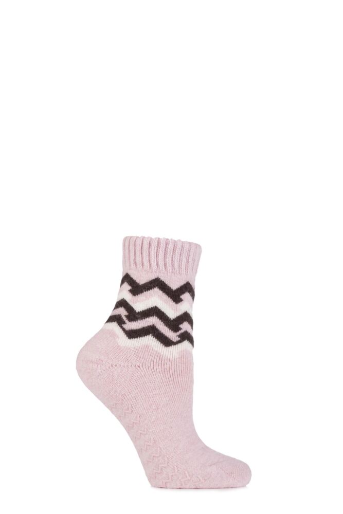 ELLE WOOL BLEND ZIG ZAG SLIPPER SOCKS