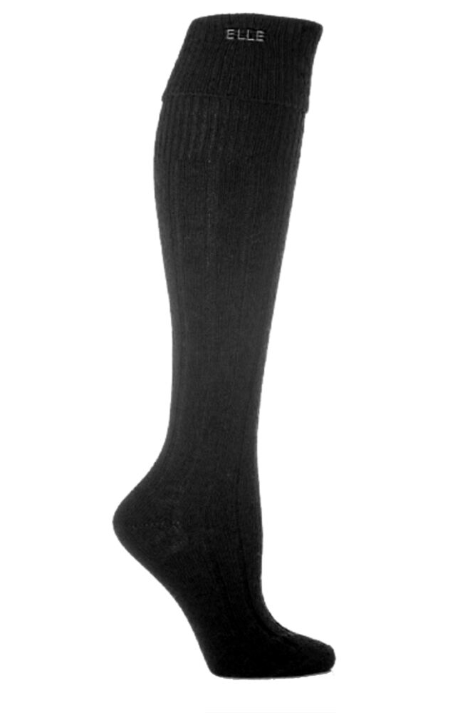 Elle Wool Ribbed Knee High Socks with Cuff