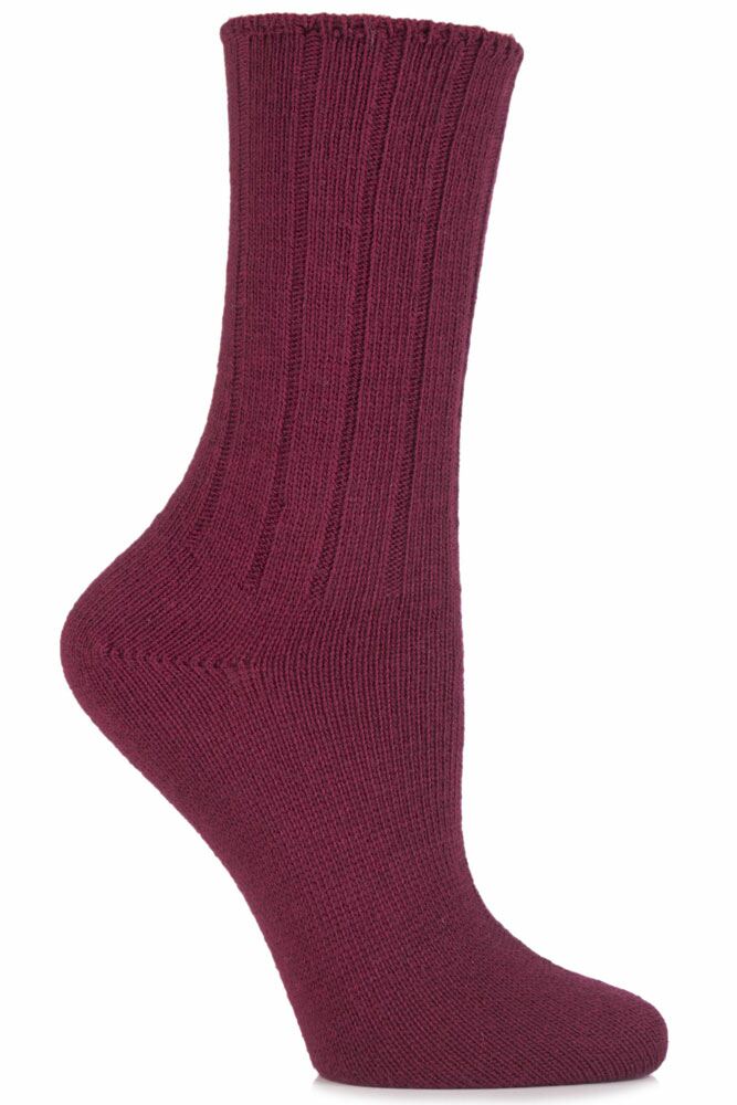 Ladies 1 Pair Elle Wool and Viscose Ribbed Bed Socks In 5 Colours