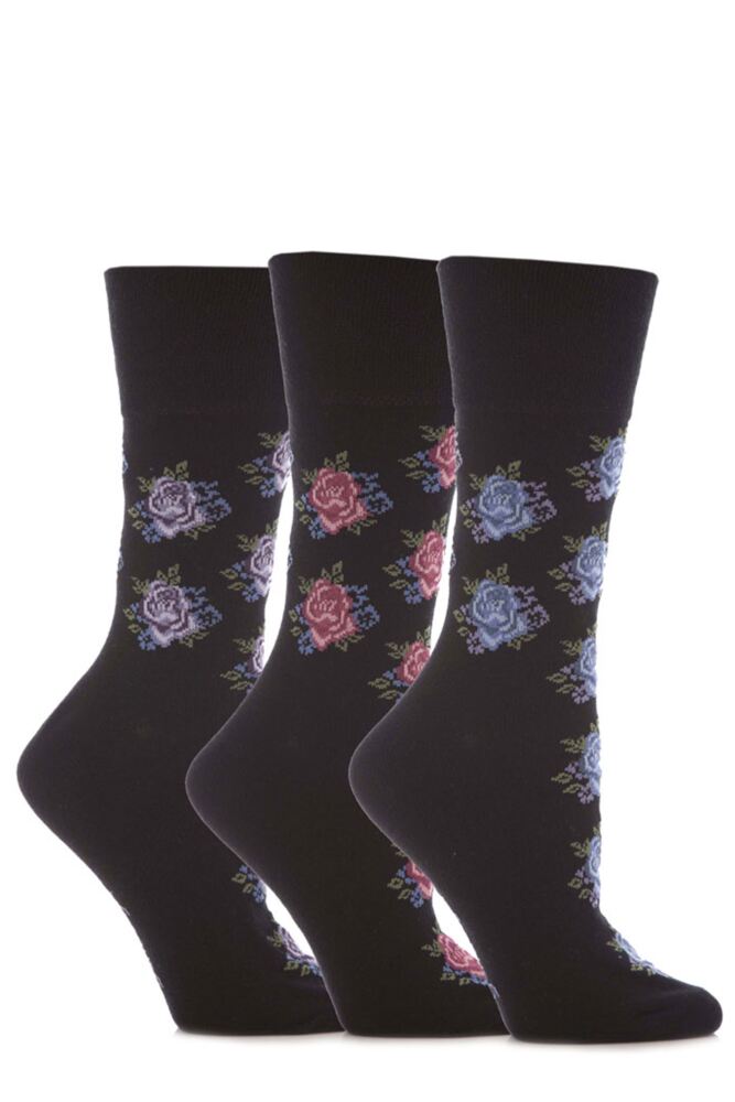  Gentle Grip Rose Patterned Cotton Socks