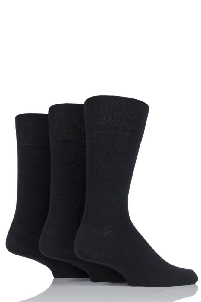  Mens 3 Pair Gentle Grip Plain Socks