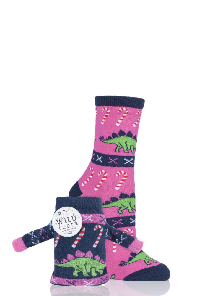 SOCKSHOP WILD FEET STEGOSAURUS CHRISTMAS JUMPER GIFT BAG SOCKS