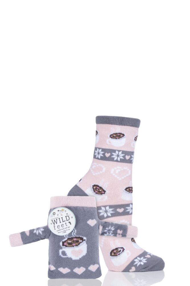 SOCKSHOP WILD FEET HOT CHOCOLATE CHRISTMAS JUMPER GIFT BAG SOCKS