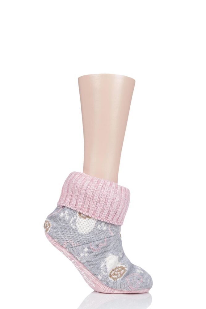 SockShop Wild Feet Hot Chocolate Knitted Fleece Lined Bootie Slippers