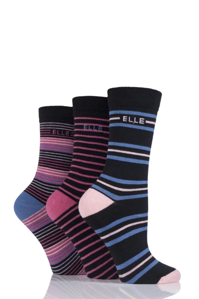 Ladies Elle Striped Cotton Socks from