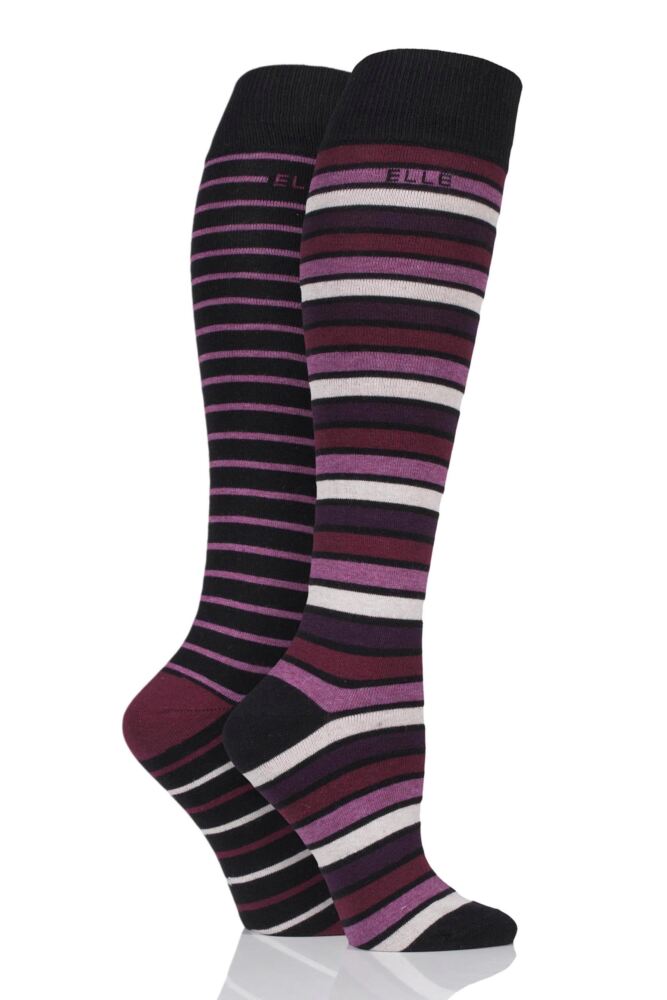 ELLE STRIPED COTTON KNEE HIGH SOCKS