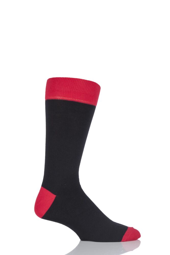 VIYELLA CONTRAST HEEL AND TOE COTTON SOCKS IN BLACK