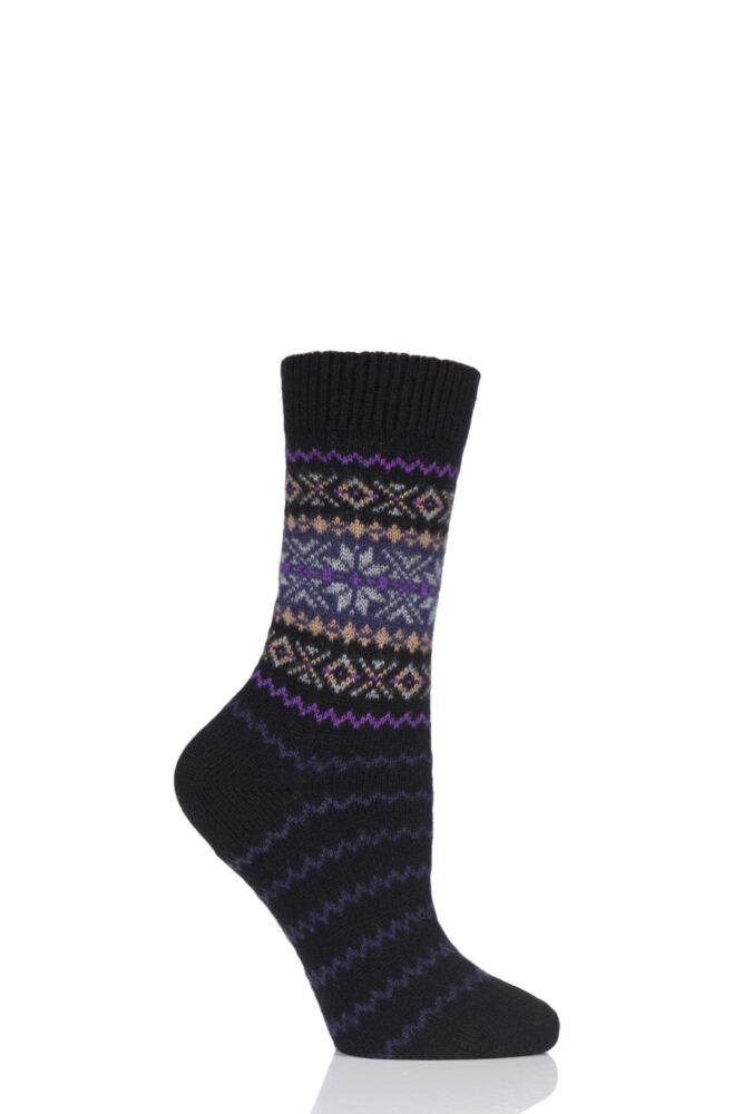  Ladies 1 Pair Pantherella Betty Snowflake Fairisle 85% Cashmere Socks