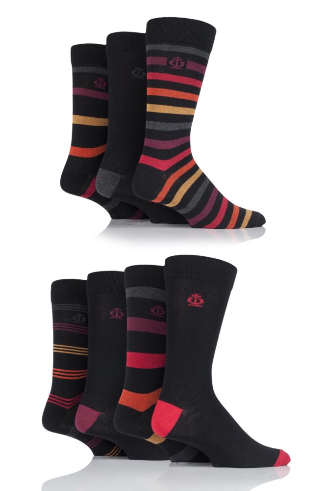 Jeff Banks Bayswater Stripe and Plain Cotton Socks