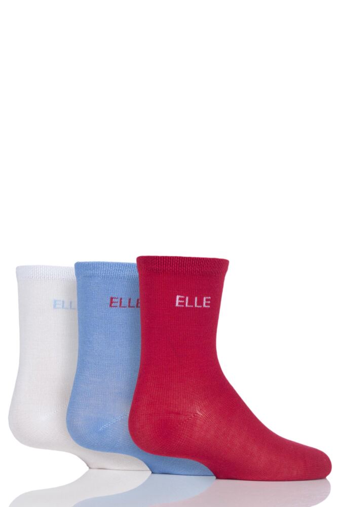  Girls 3 Pair Young Elle Plain Bamboo Socks