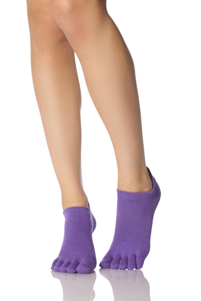 ToeSox Full Toe Organic Cotton Ankle Yoga Socks In Light Purple