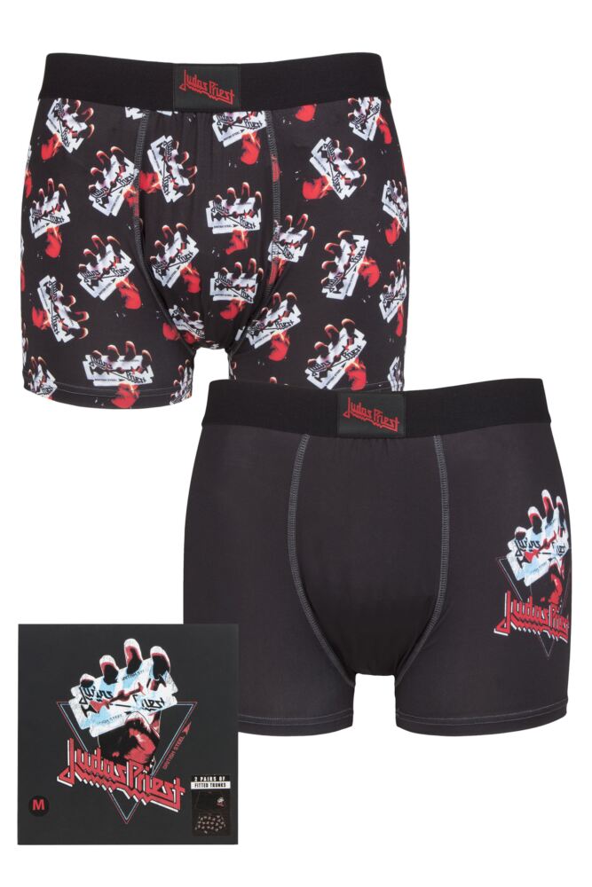 <div class="font-weight-bold">SOCKSHOP</div>Mens Judas Priest 'British Steel' Boxer Shorts 2-Pack Gift Box