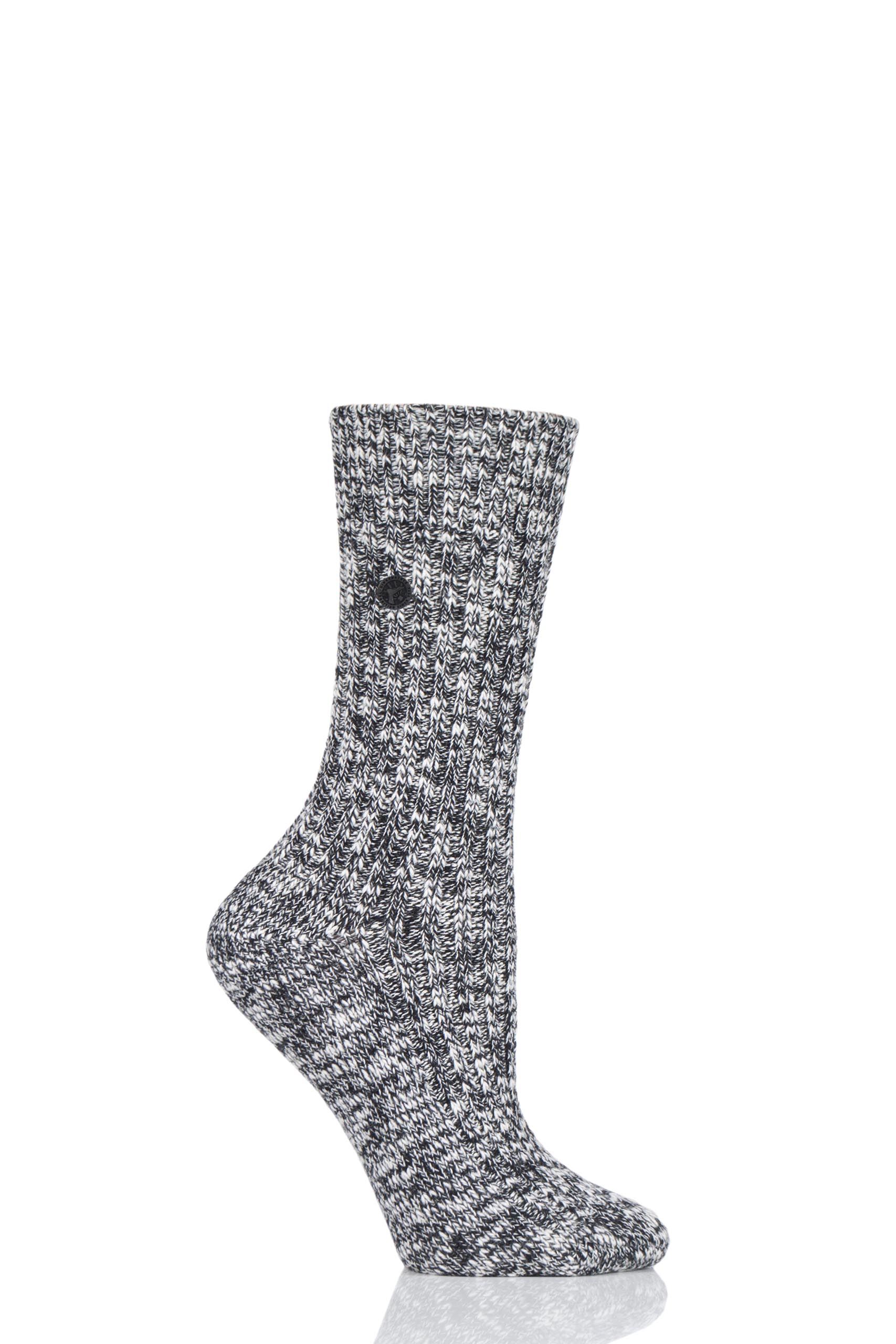 Image of 1 Pair Black Cotton Slub Chunky Ribbed Socks Ladies 5.5-7.5 Ladies - Birkenstock