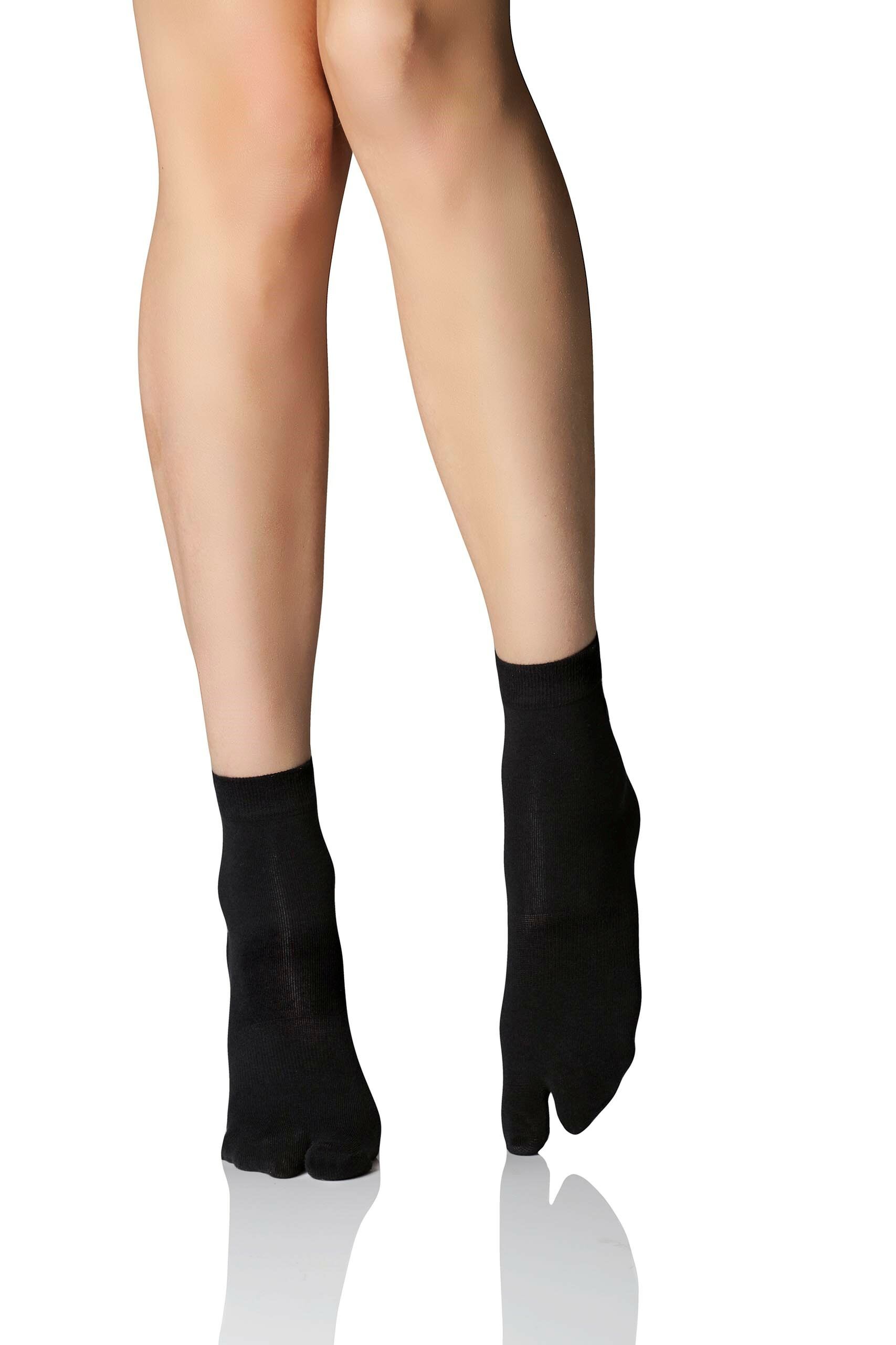 Image of 1 Pair Black Cotton Split Socks Ladies 5.5-7.5 Ladies - Birkenstock