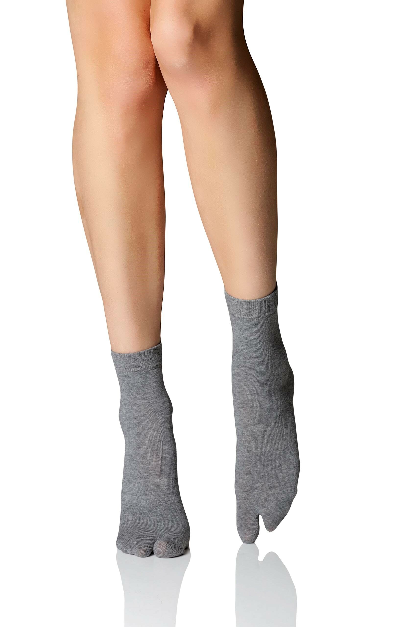 Image of 1 Pair Grey Cotton Split Socks Ladies 5.5-7.5 Ladies - Birkenstock