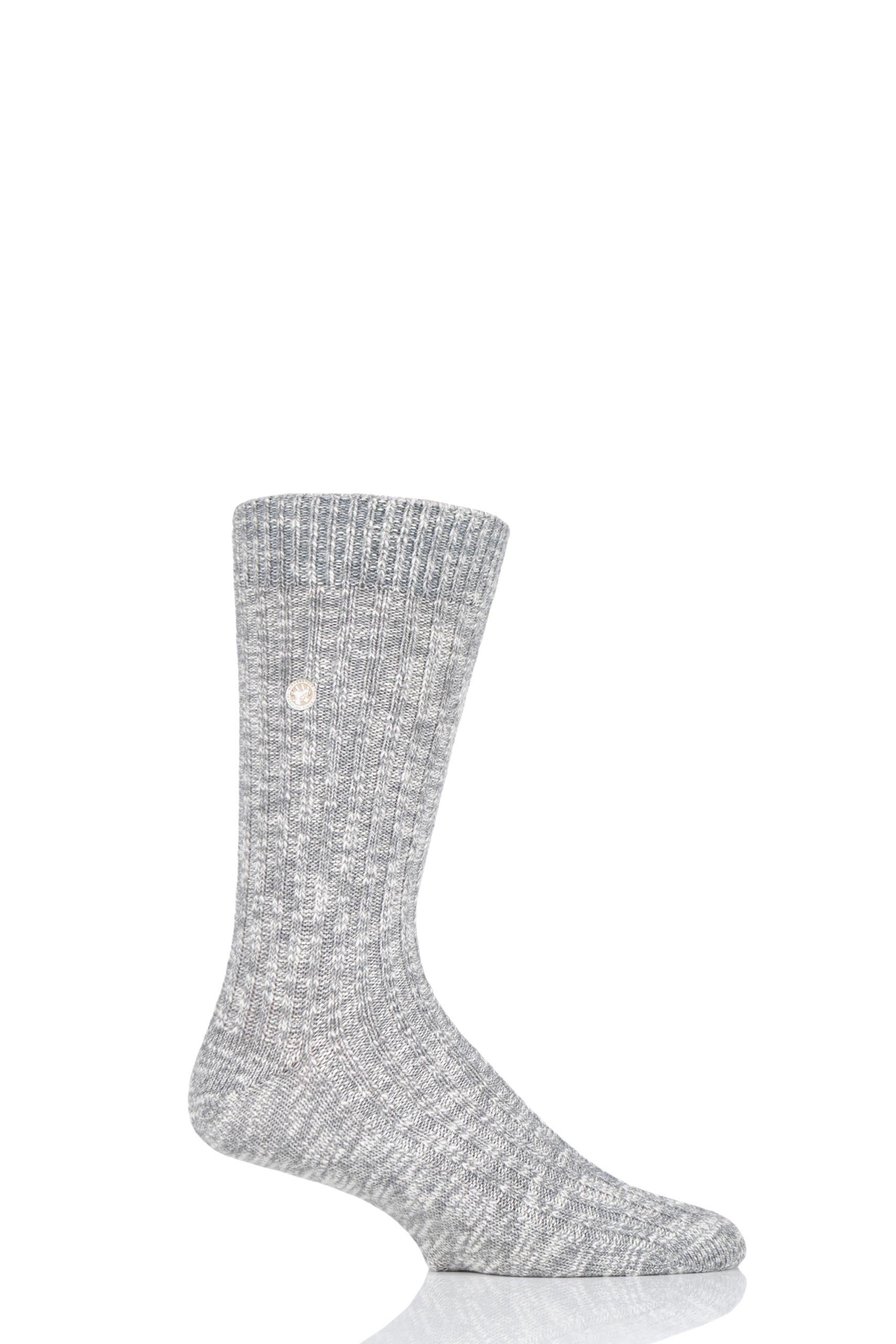 Image of 1 Pair Grey Cotton Slub Thick Ribbed Socks Men's 5.5-7.5 Mens - Birkenstock