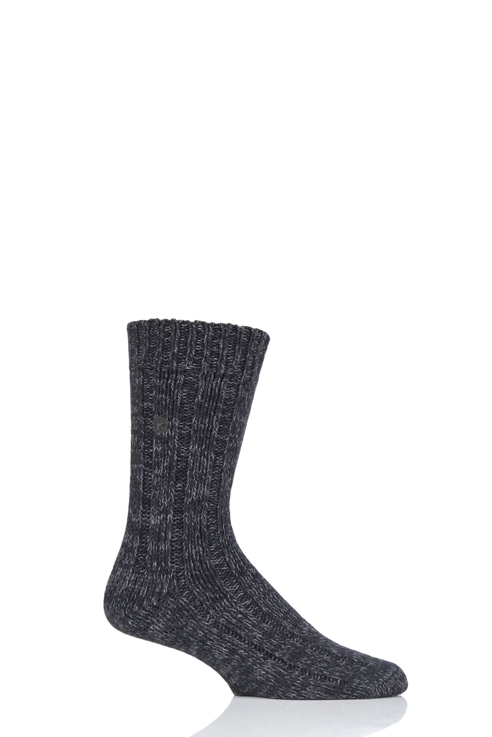 Image of 1 Pair Black Cotton Slub Twist Ribbed Socks Men's 5.5-7.5 Mens - Birkenstock