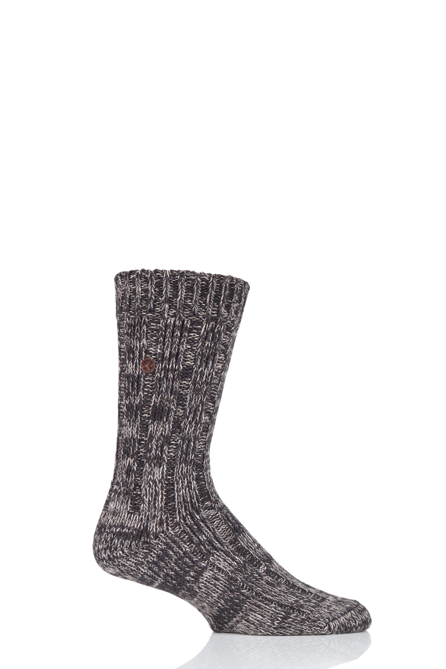 Image of 1 Pair Brown Cotton Slub Twist Ribbed Socks Men's 8-9.5 Mens - Birkenstock