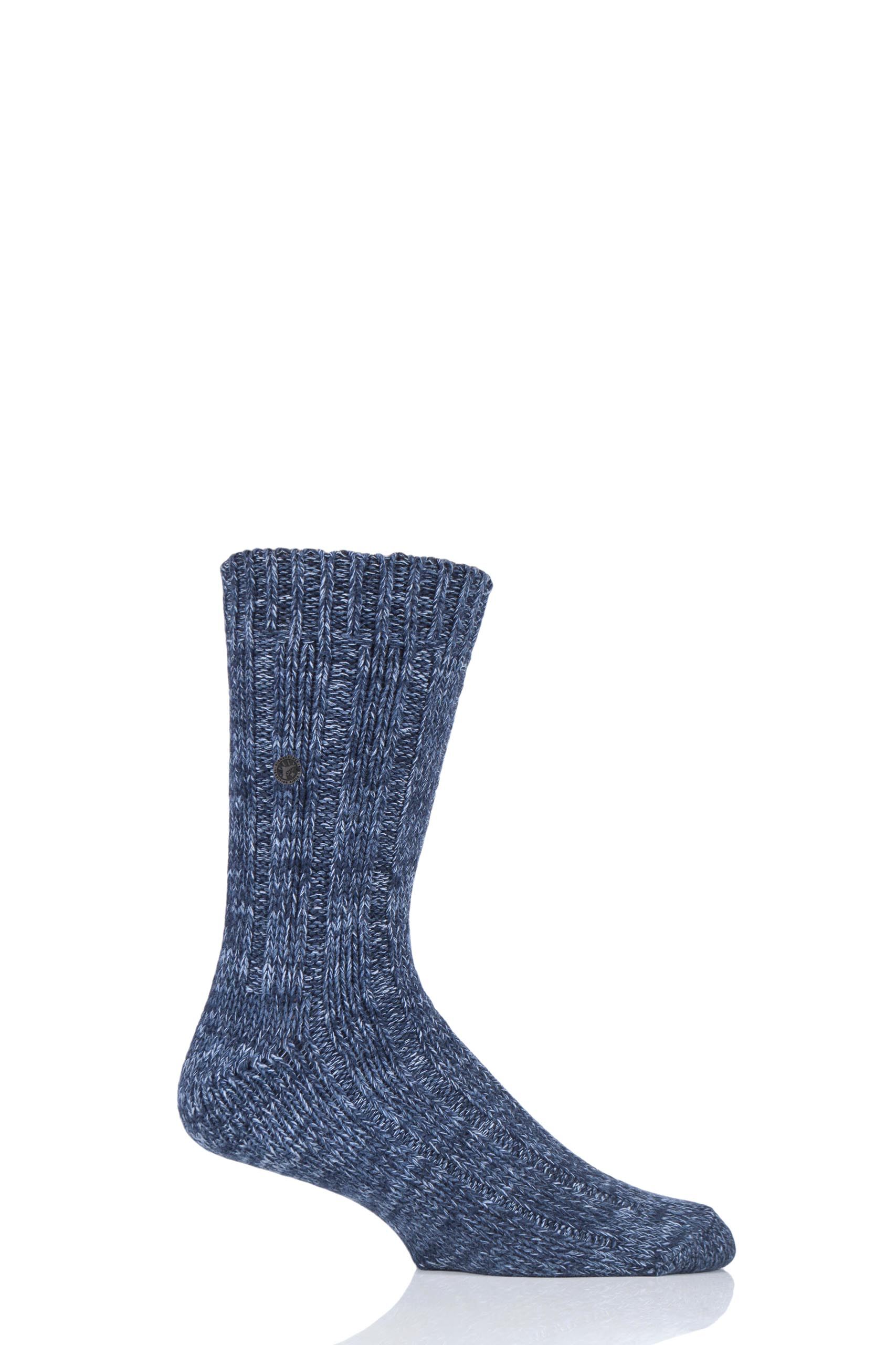 Image of 1 Pair Blue Cotton Slub Twist Ribbed Socks Men's 10.5-12 Mens - Birkenstock
