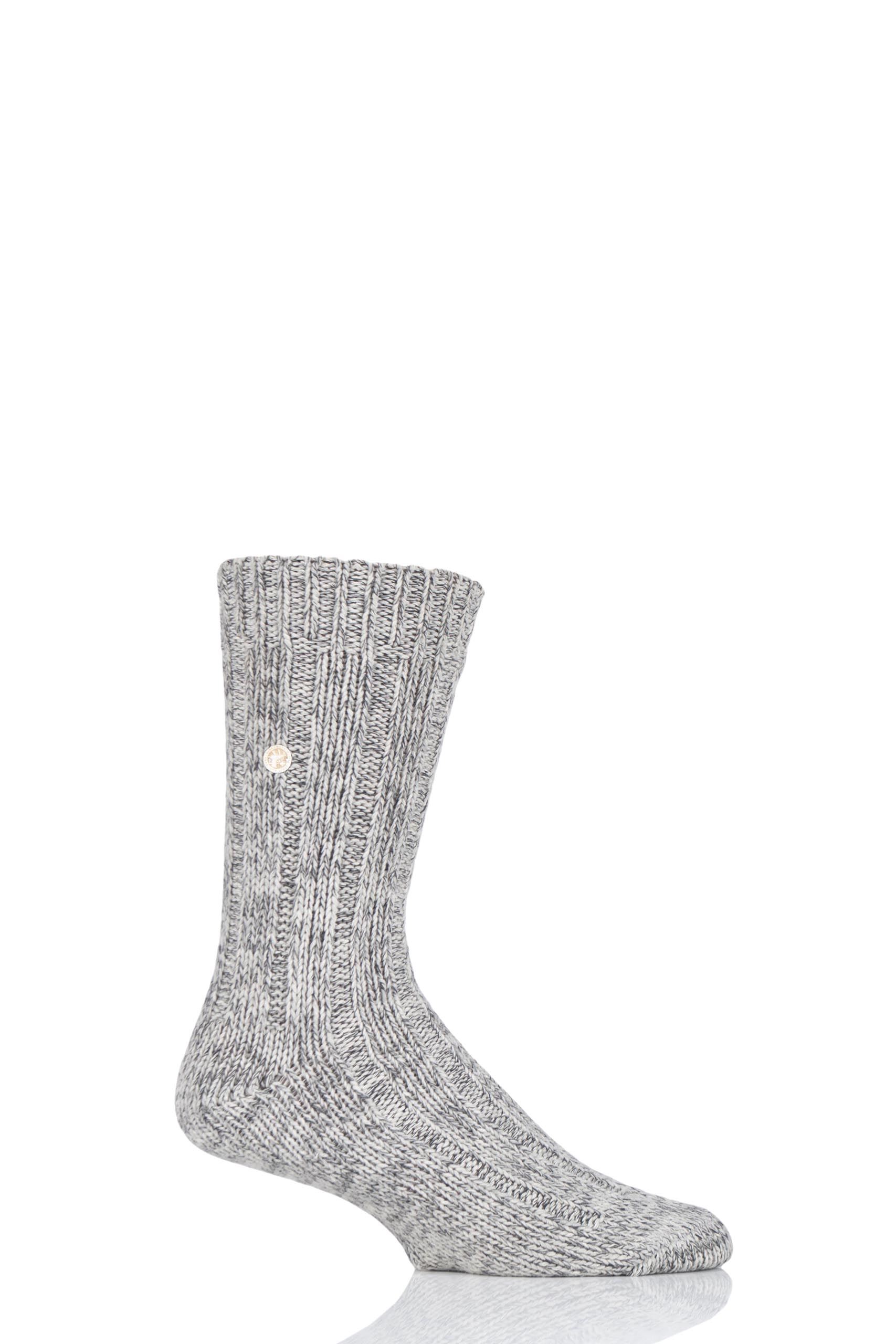 Image of 1 Pair Grey Cotton Slub Twist Ribbed Socks Men's 10.5-12 Mens - Birkenstock