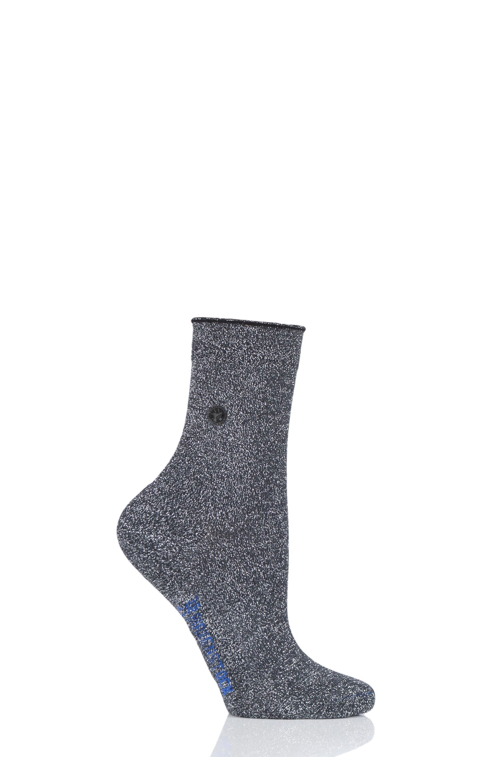 Image of 1 Pair Anthracite Cotton Sole Bling Socks Ladies 5.5-7.5 Ladies - Birkenstock