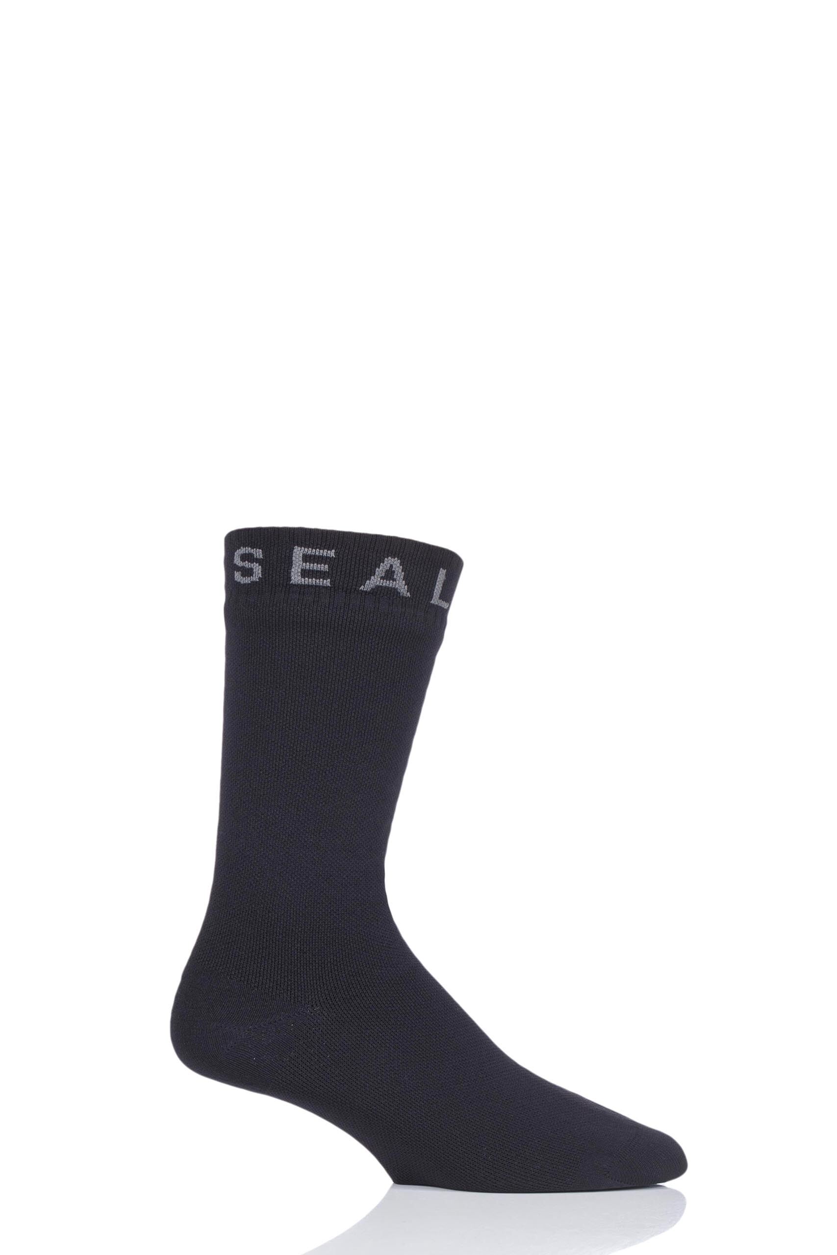 Image of 1 Pair Pack Black 100% Waterproof Super Thin Mid Socks Unisex 12-14 Unisex - SealSkinz