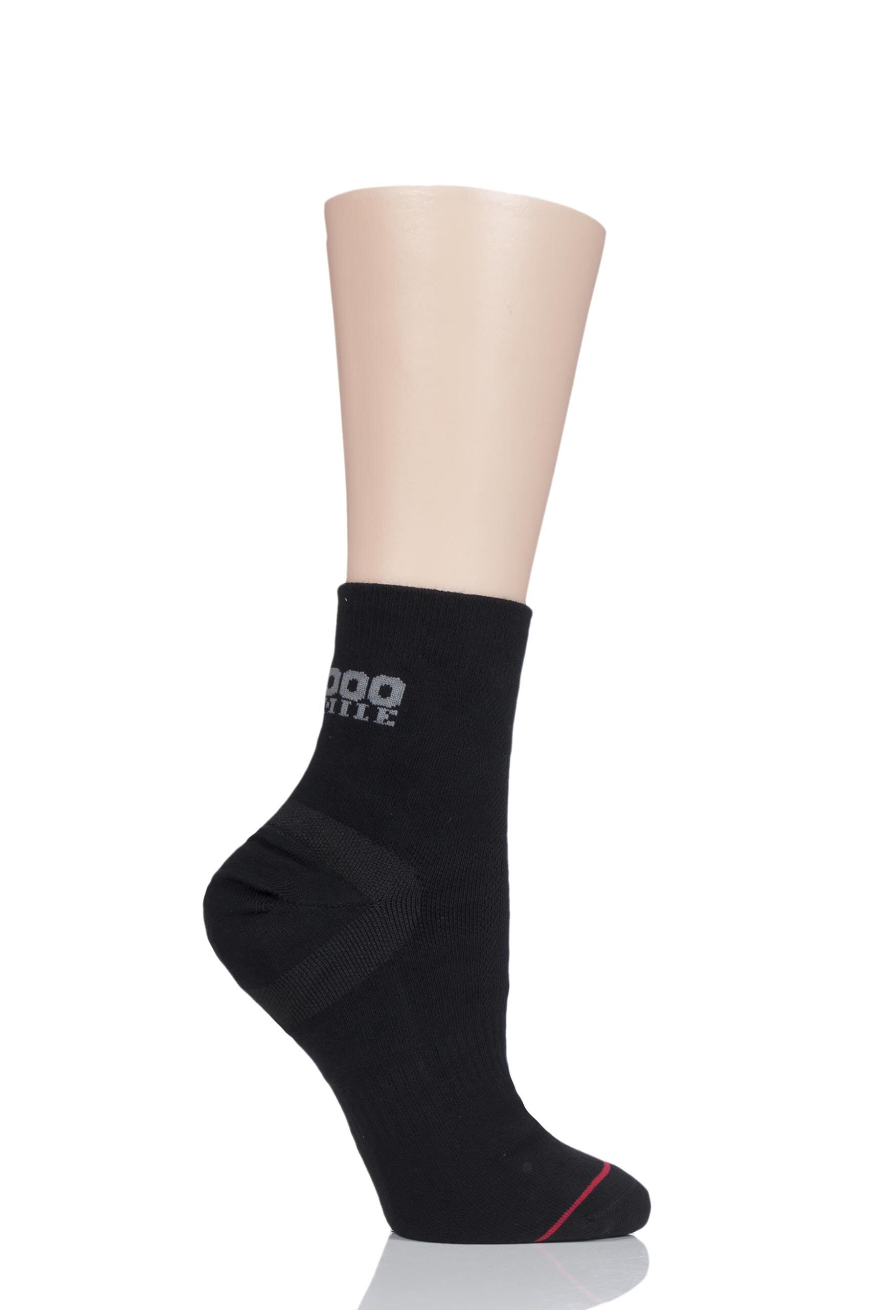 Image of 1 Pair Black Ultimate Tactel Anklet Socks Unisex 9-11.5 Mens - 1000 Mile