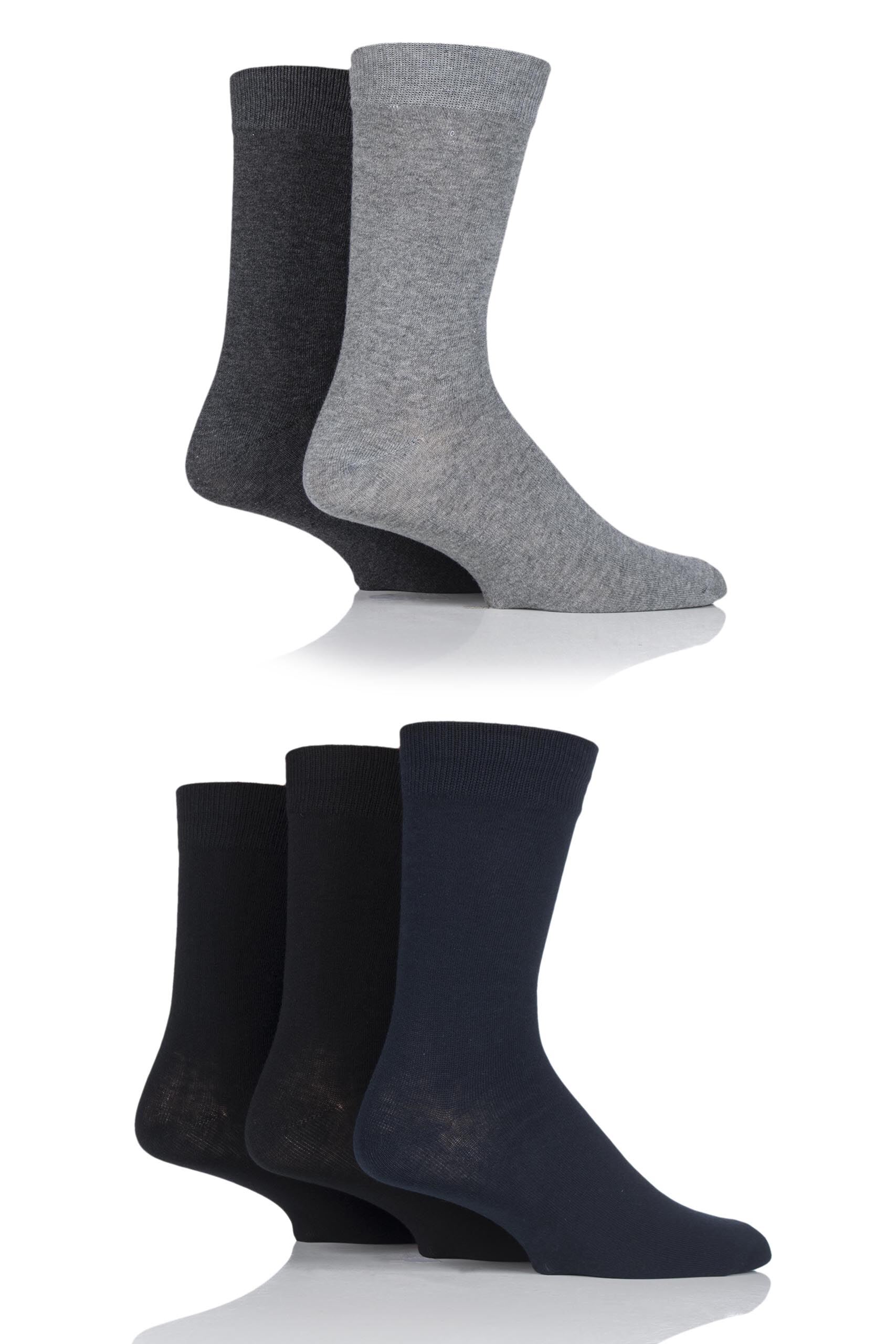 Image of 5 Pair Grey Jens Plain Cotton Socks Men's One Size - Jack & Jones