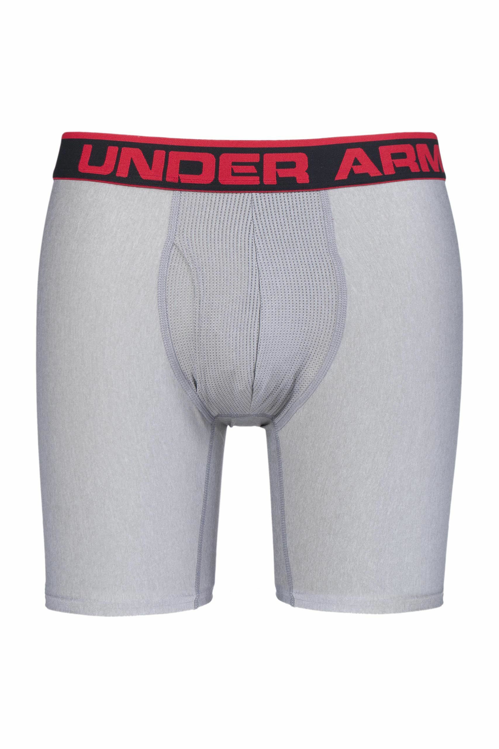 Image of 1 Pack Grey / Red The Original Series Long BoxerJock 9-Inch Inseam Boxers Men's Small - Under Armour