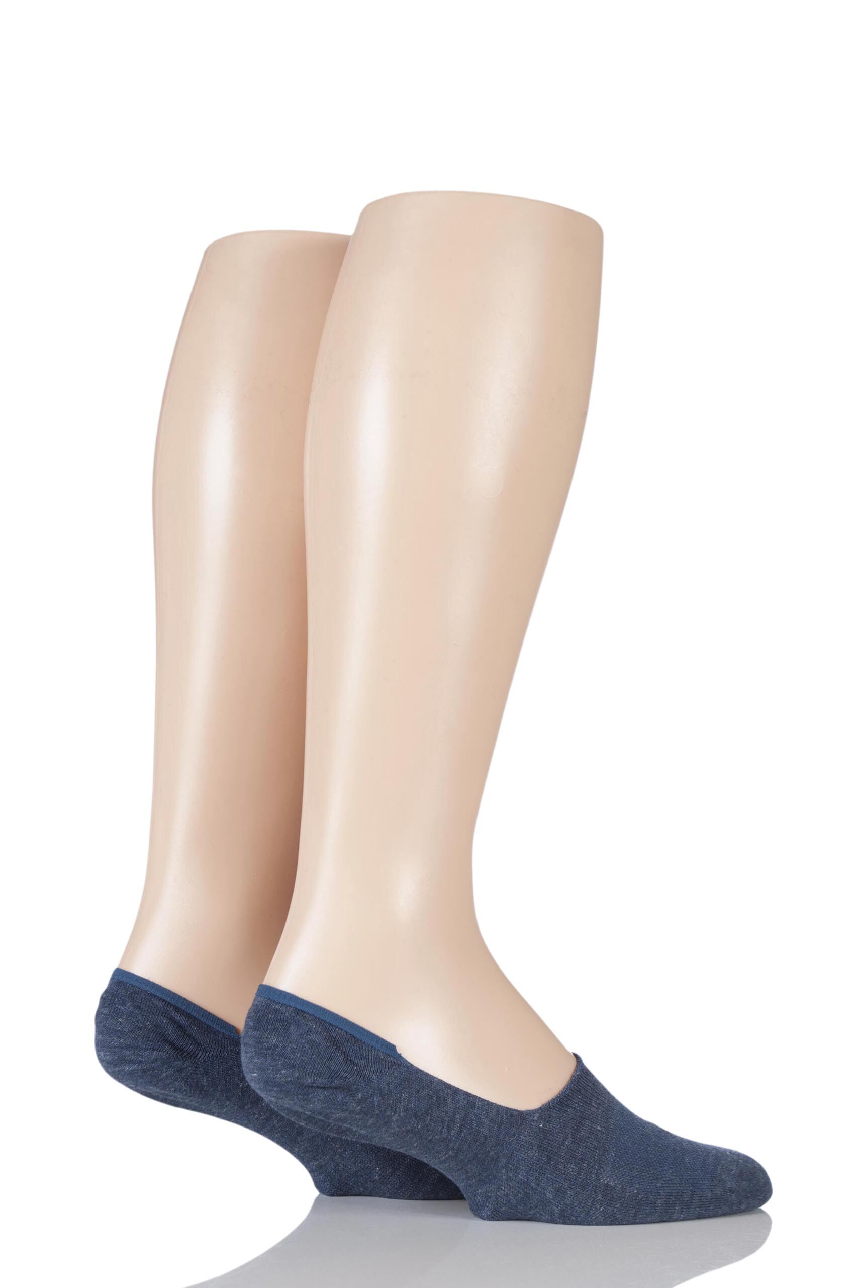 Image of 2 Pair Denim Blue Footies Trainer Socks with Silicone Heel Grip Unisex 6-8 Unisex - Puma