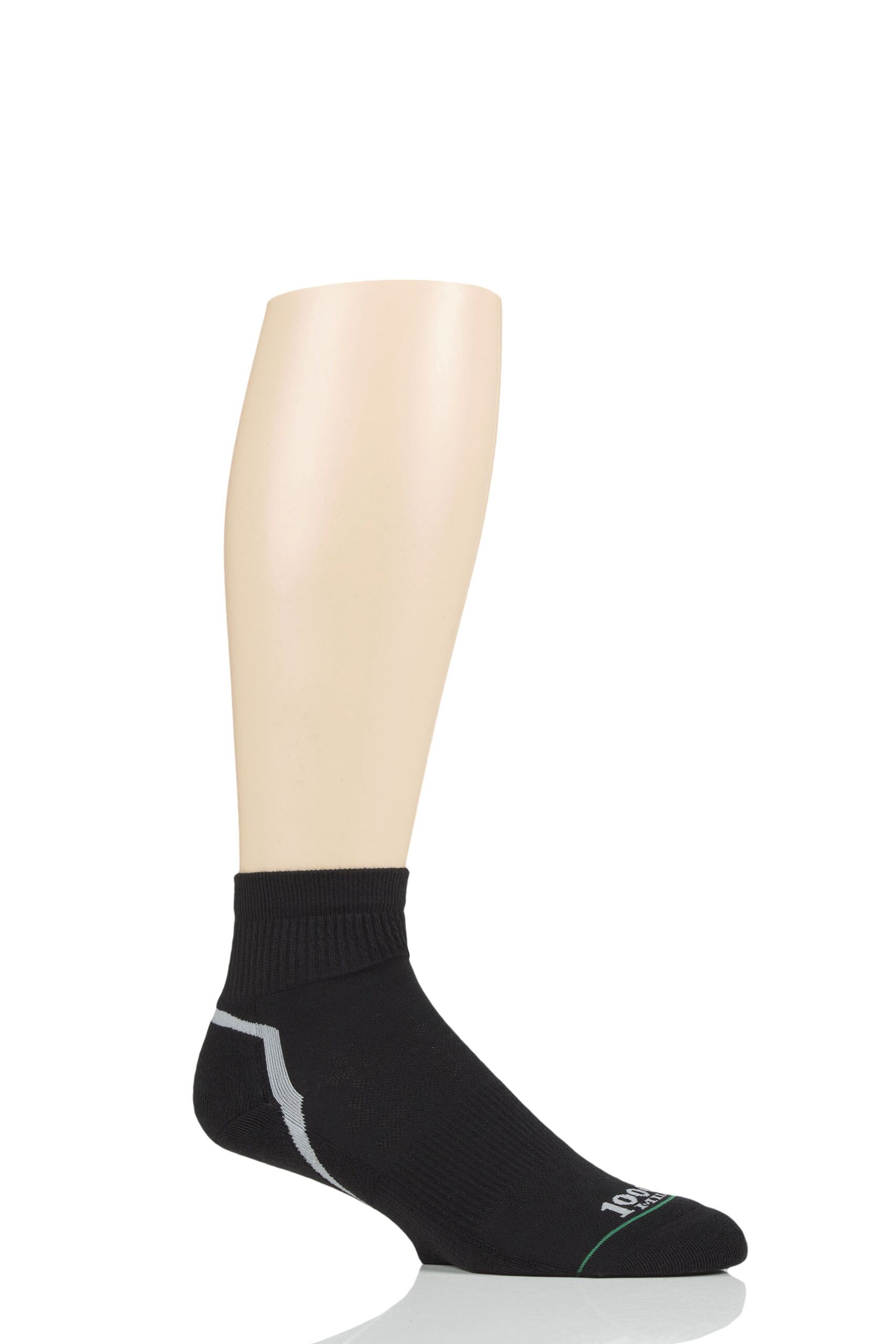 Mens and Ladies 1 Pair 1000 Mile Ultra Quarter Socks Black 6-8.5 Ladies