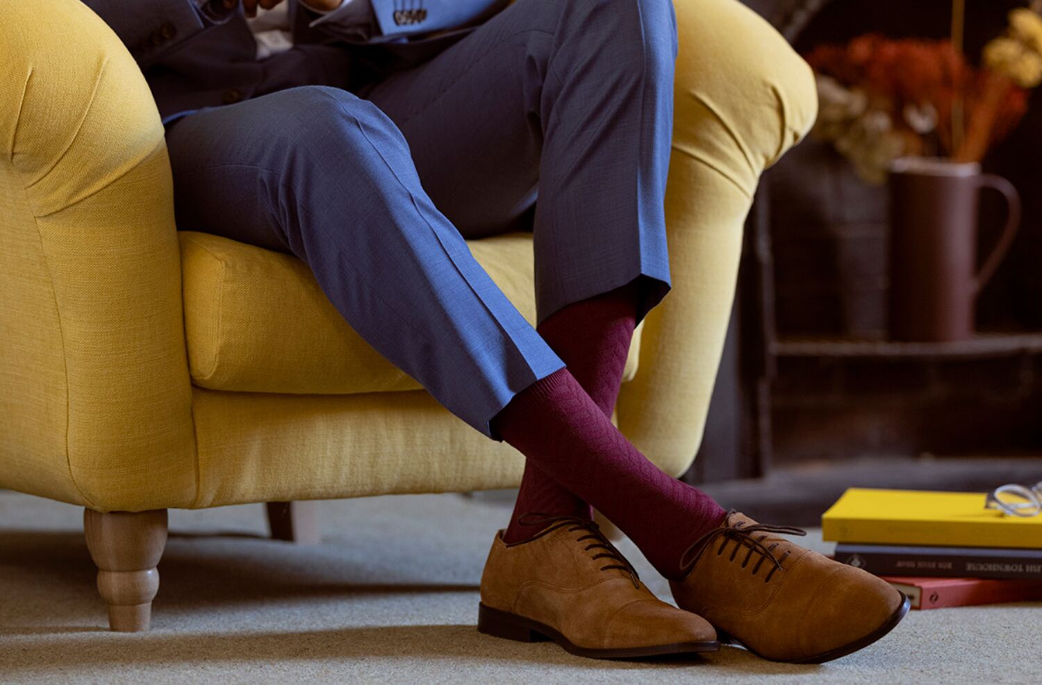 What socks work best with a blue suit?