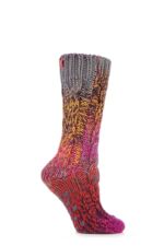  Elle Space Dye Slubby Cable Slipper Socks