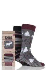 Totes Original Reindeer and Stripe Slipper Socks