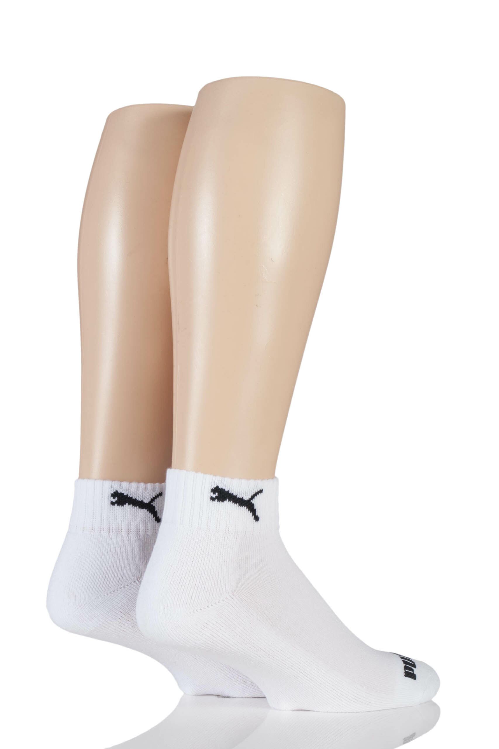 Image of 2 Pair White Quarter Socks Unisex 2.5-5 Unisex - Puma