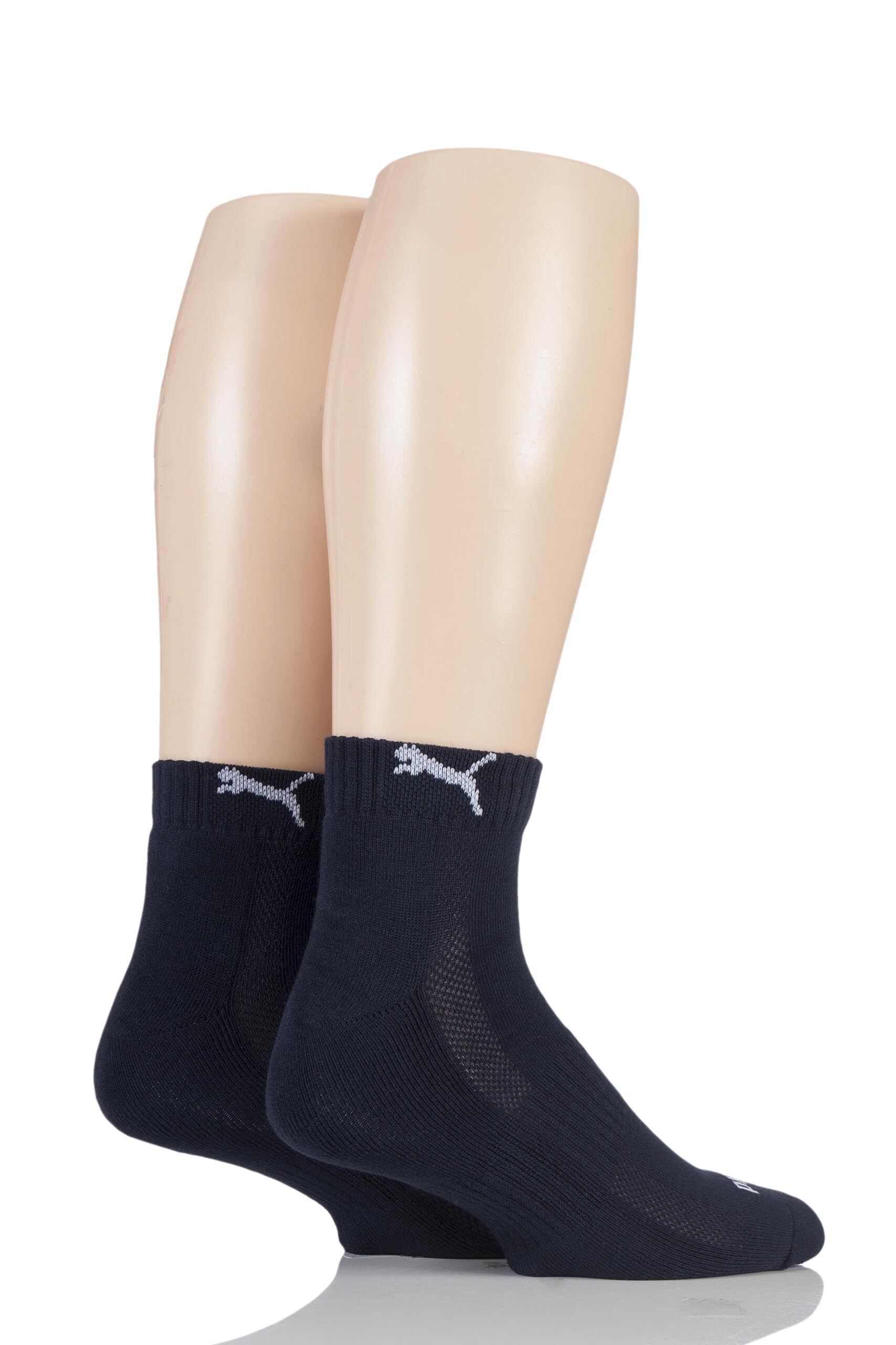 Image of 2 Pair Navy Quarter Socks Unisex 2.5-5 Unisex - Puma