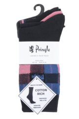 Ladies 3 Pair Pringle Serena Check Cotton Socks