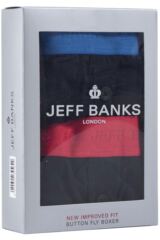 Jeff Banks Mens 2 Pack De Plymouth Bouton Coton Boxer