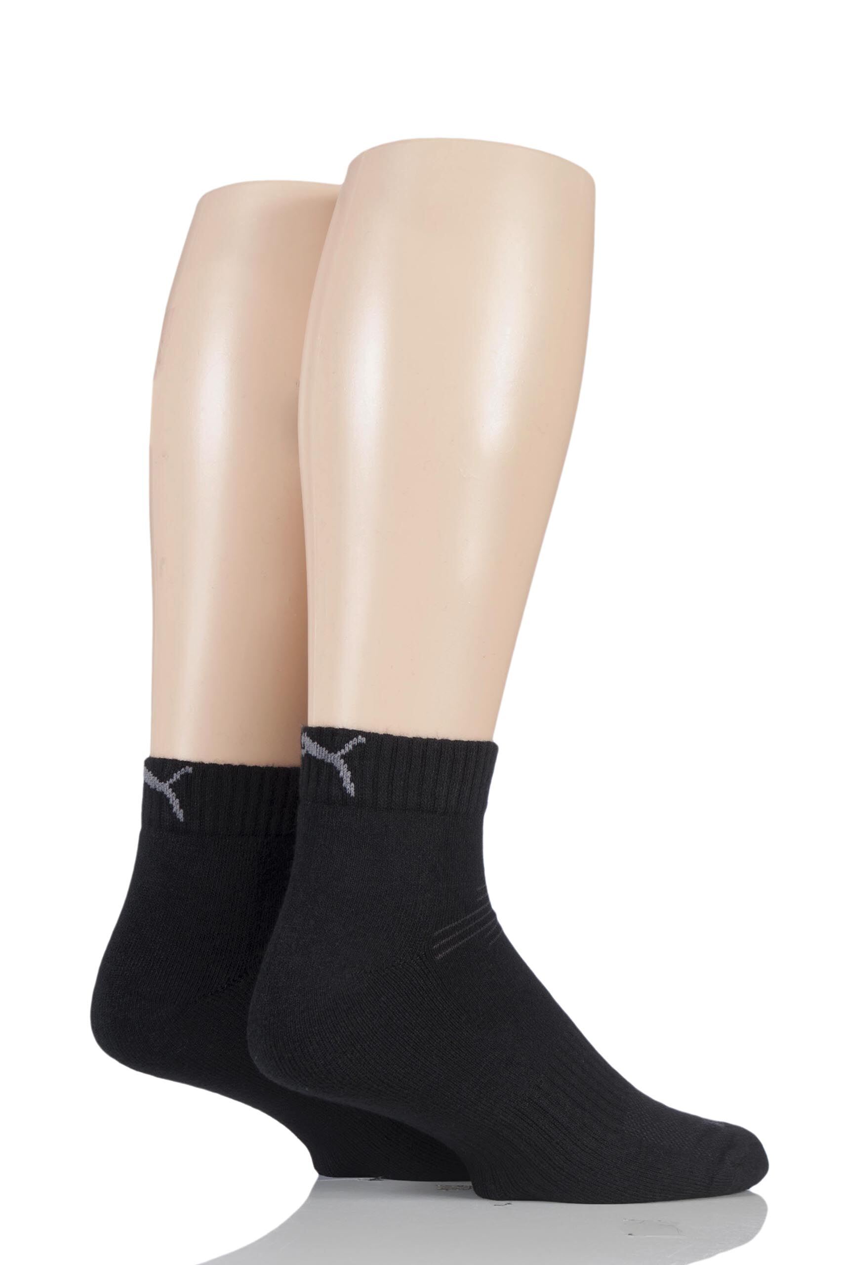 Image of 2 Pair Black Coolmax Technical Quarter Length Socks Unisex 2.5-5 Unisex - Puma