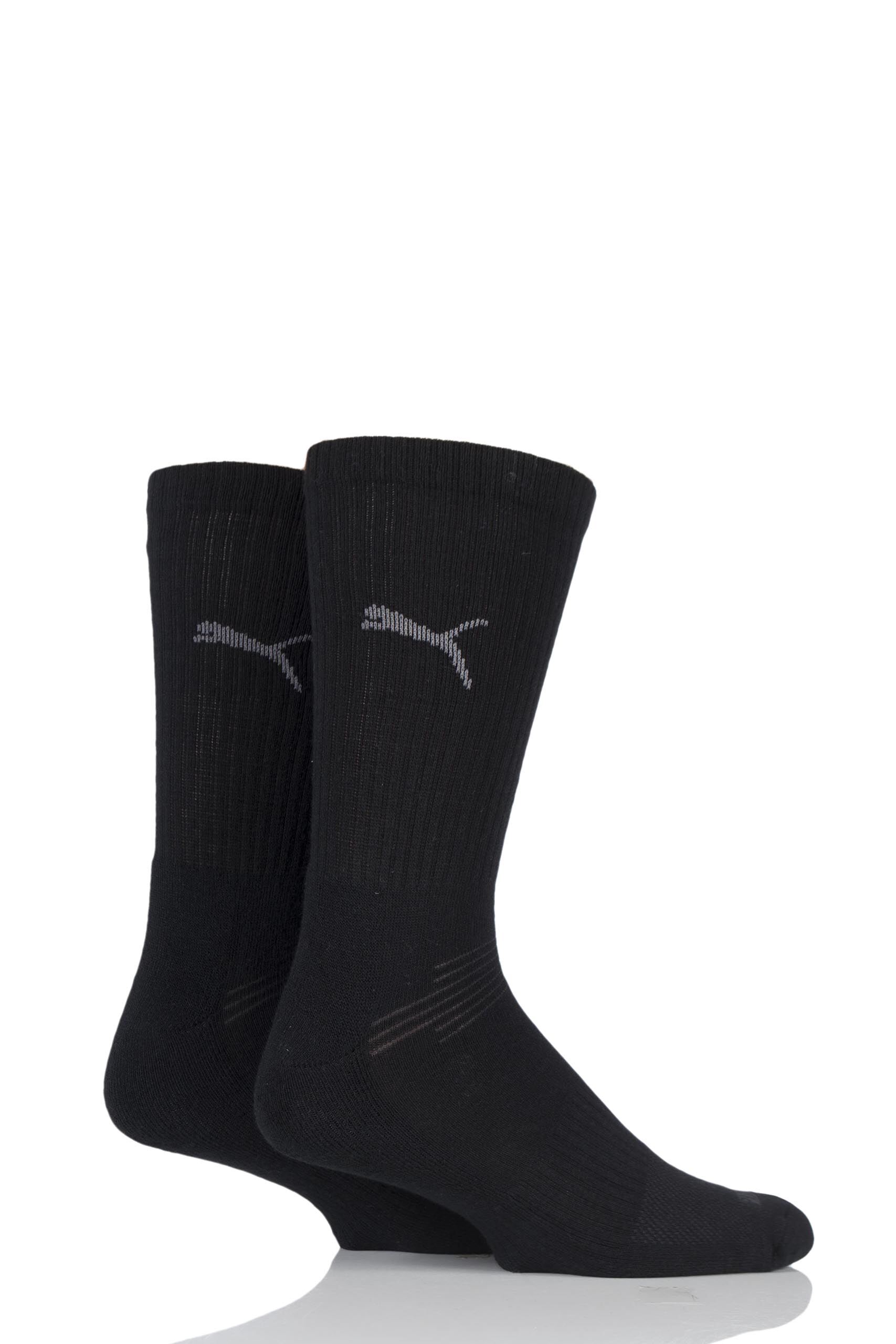 Image of 2 Pair Black Multi Sport Crew Socks Unisex 2.5-5 Unisex - Puma