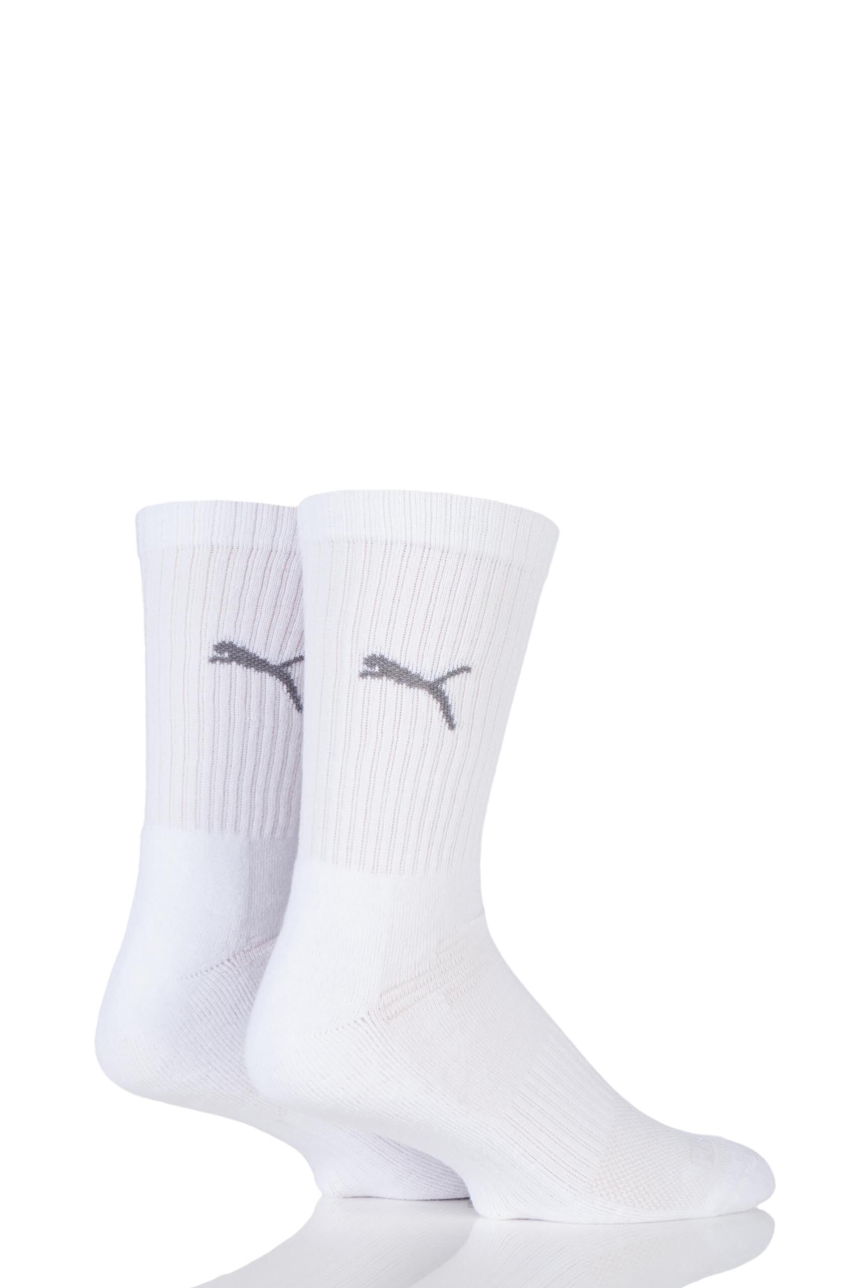 Image of 2 Pair White Multi Sport Crew Socks Unisex 2.5-5 Unisex - Puma
