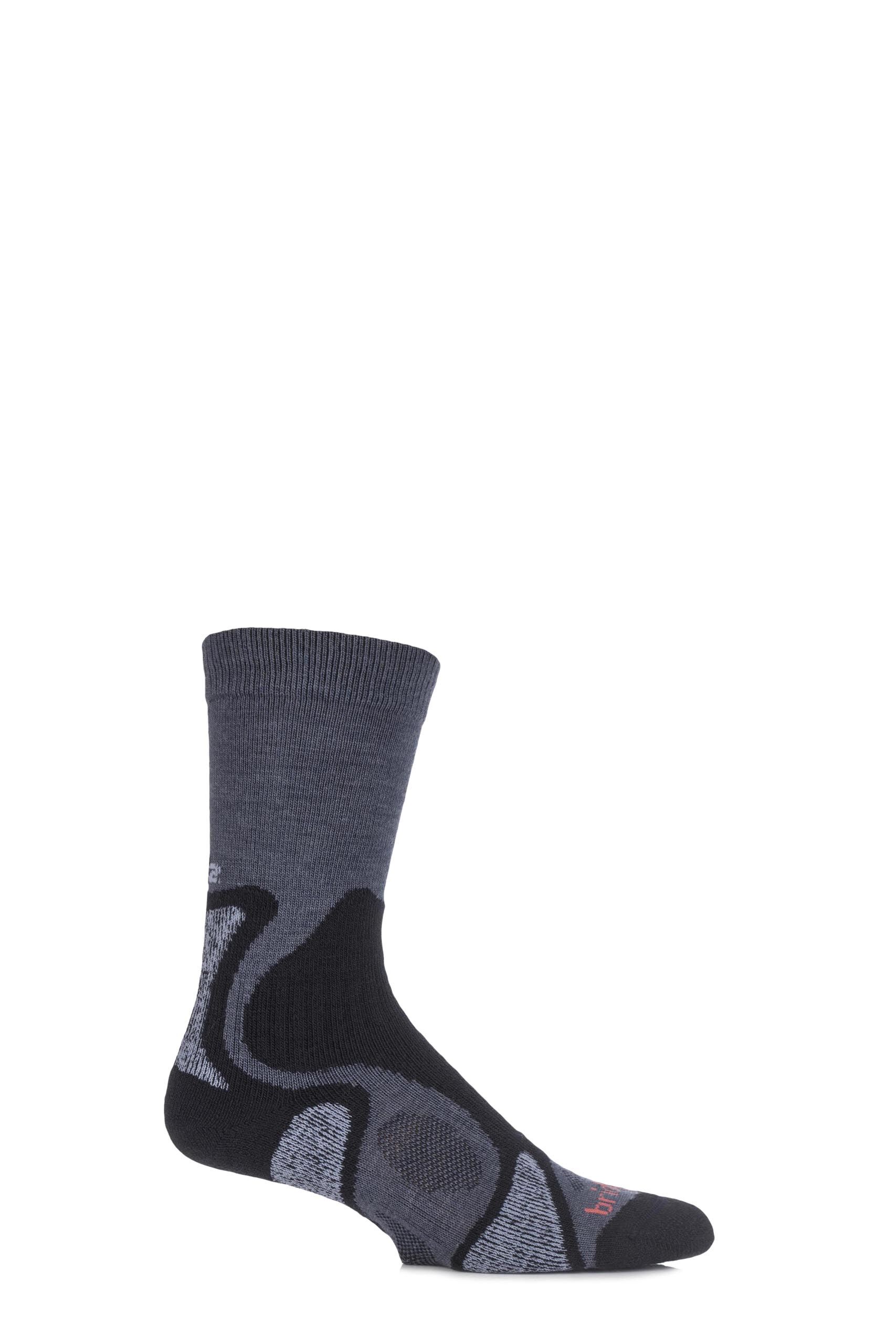 Image of 1 Pair Gunmetal X-Hale Trailblaze Socks With Impact And Protective Padding Men's 6-8.5 Mens - Bridgedale