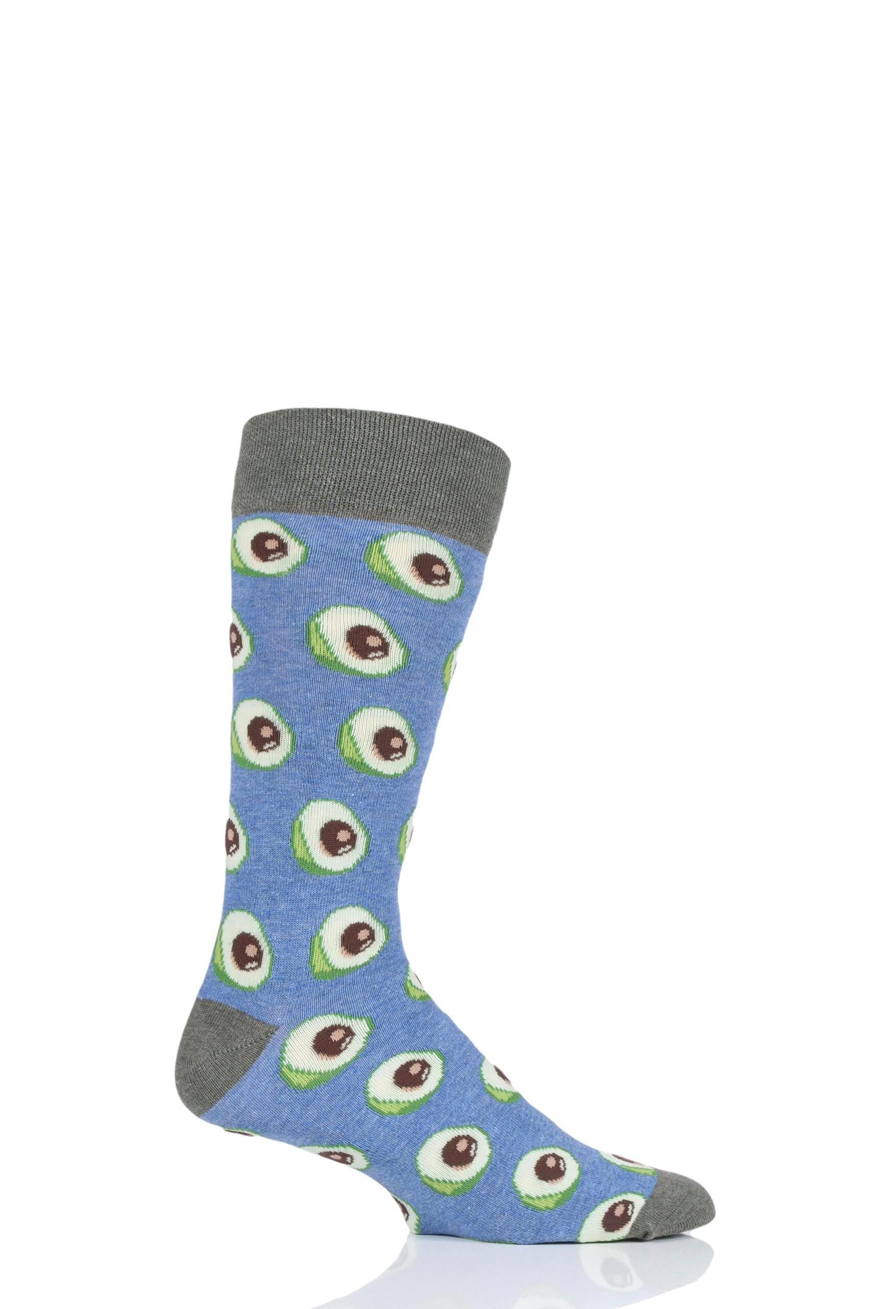 Image of 1 Pair Multi Avocado Cotton Socks Unisex 3-6.5 Unisex - Moustard