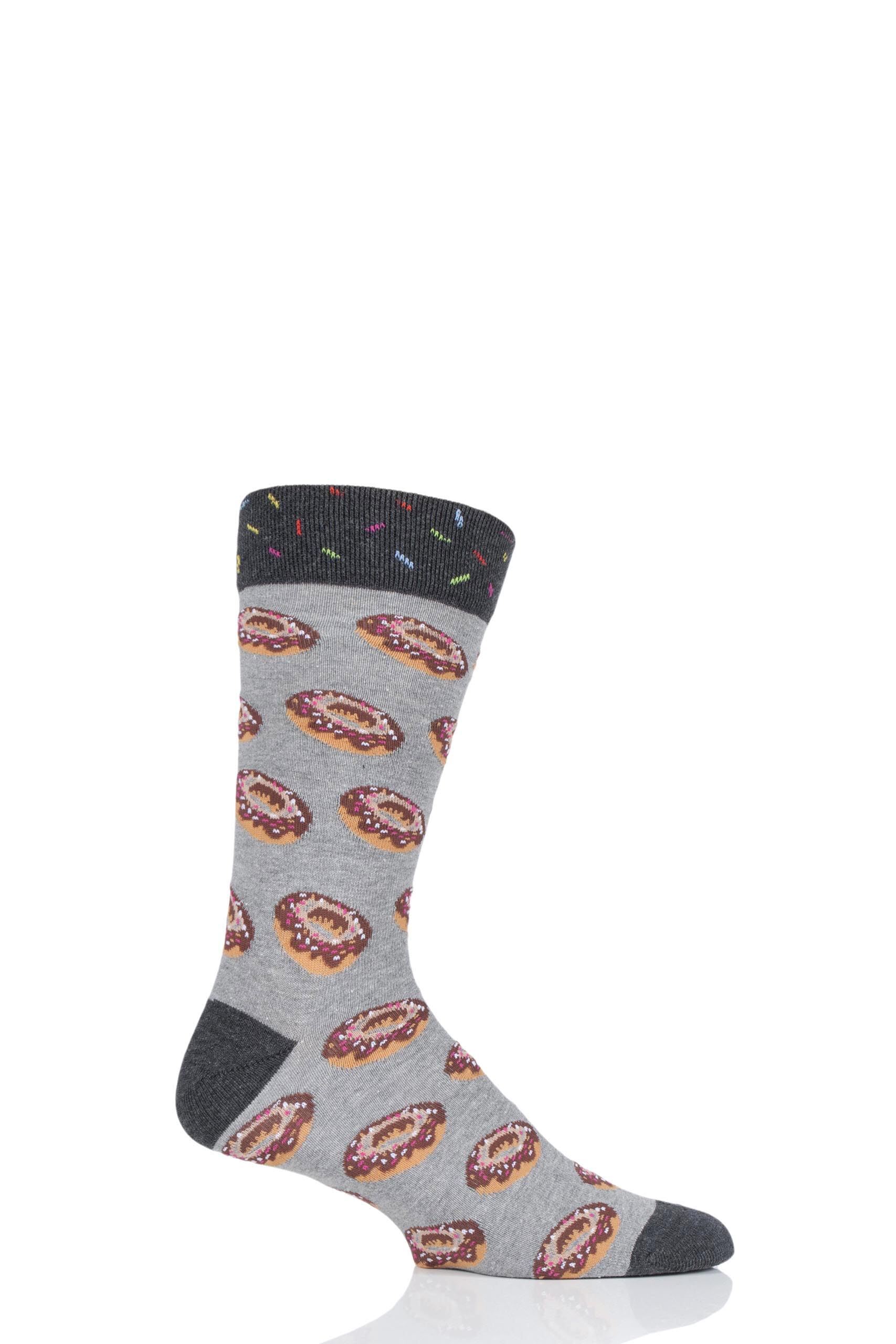 Image of 1 Pair Multi Donut Cotton Socks Unisex 7.5-11.5 Unisex - Moustard