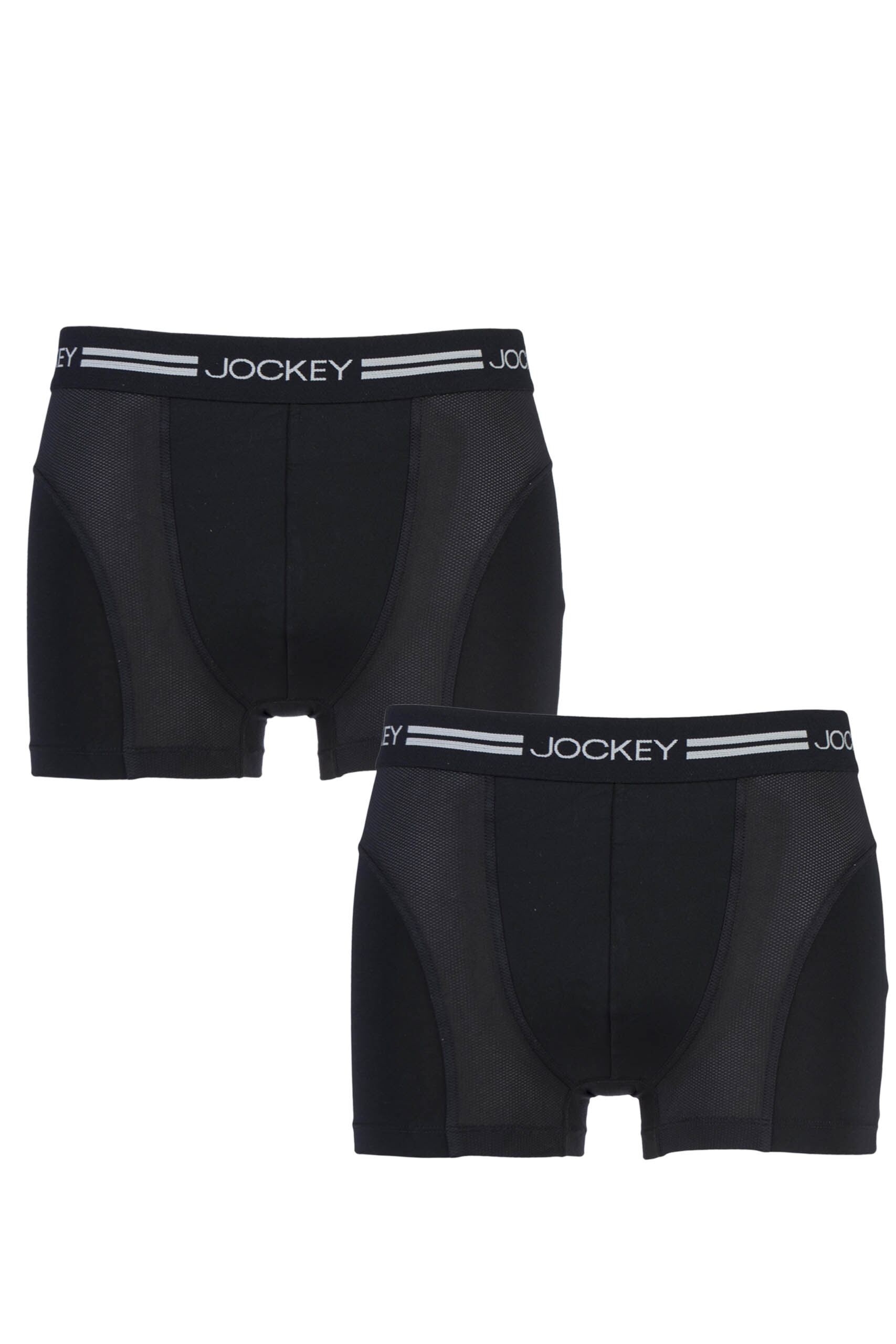 Image of 2 Pack Black Sport Microfiber Sports Boxer Shorts with Mesh Inserts Men's Medium - Jockey