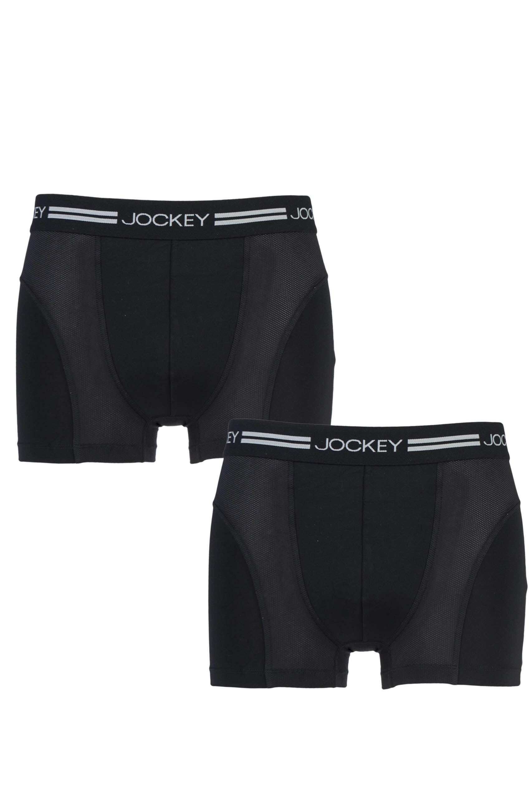 Image of 2 Pack Black Sport Microfiber Sports Boxer Shorts with Mesh Inserts Men's Small - Jockey