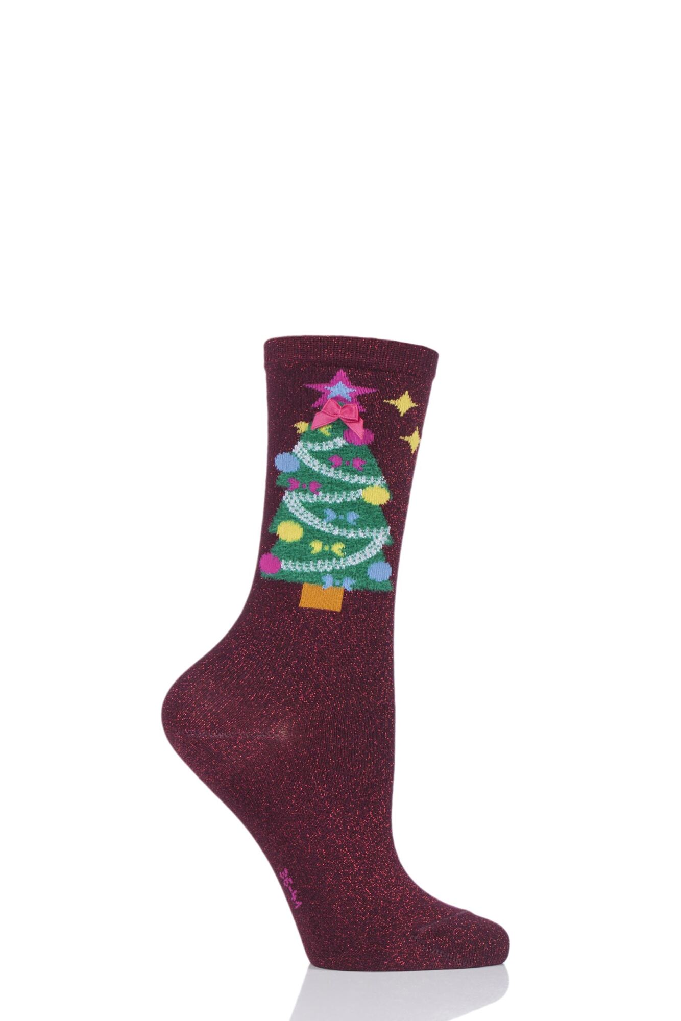 1 Pair Christmas Tree Cotton Socks Ladies - Burlington